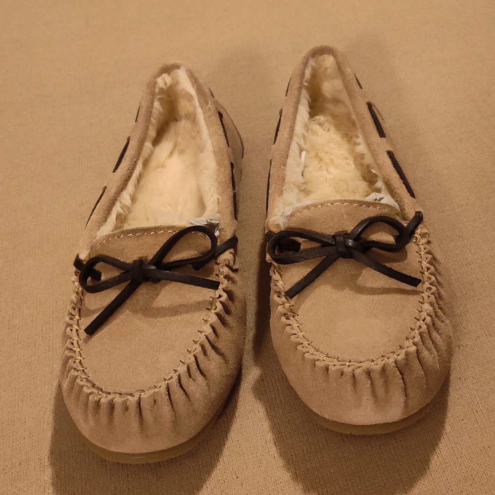 Women's Tan Moccasin Slippers